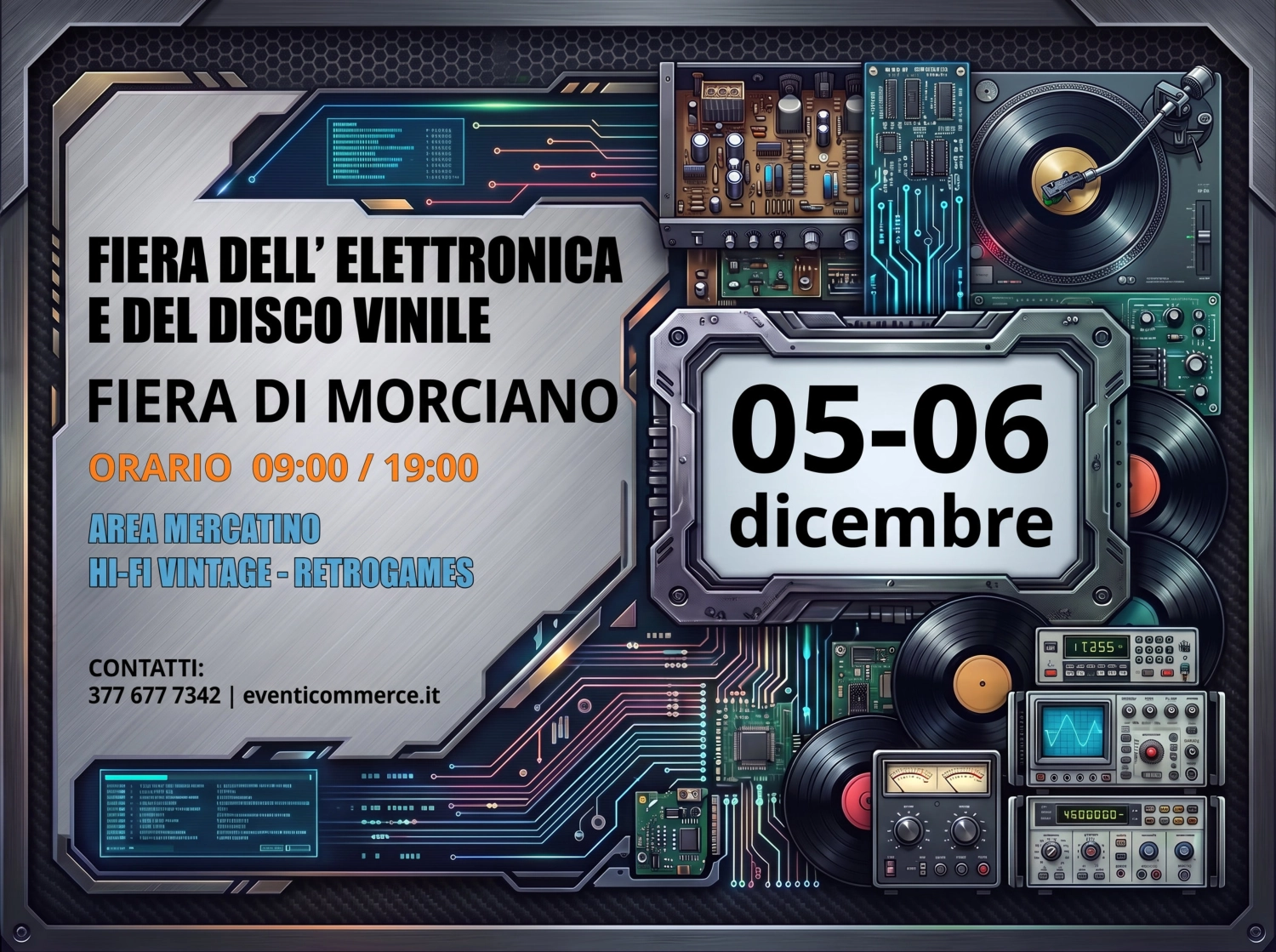Locandina Fiera dell'Elettronica e del Disco Vinile - Morciano, 5-6 dicembre 2026