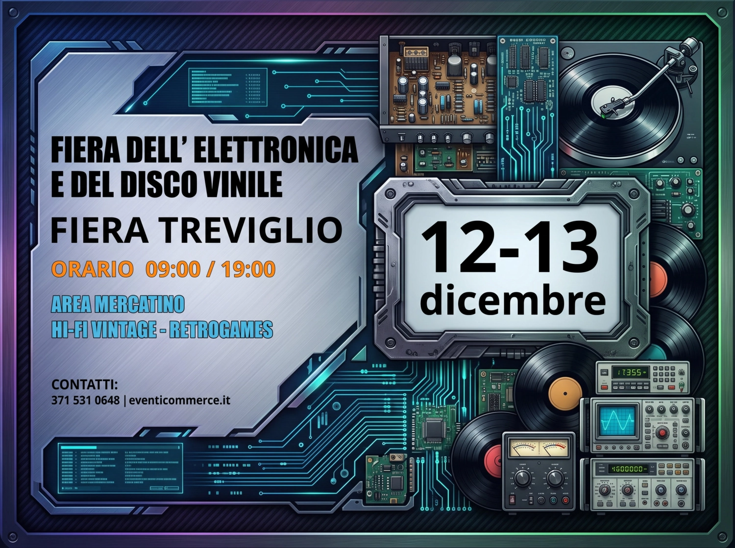 Locandina Fiera dell'Elettronica e del Disco Vinile - Treviglio, 12-13 dicembre 2026